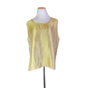 CTC Carol Turner Collection XL Textured Gold Sleeveless Top Lagenlook